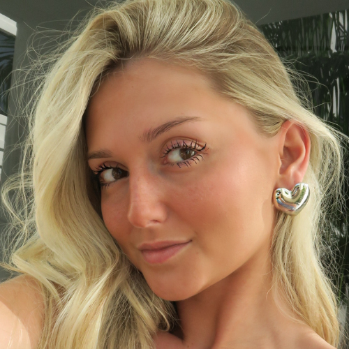 Silver Large Heart Earrings