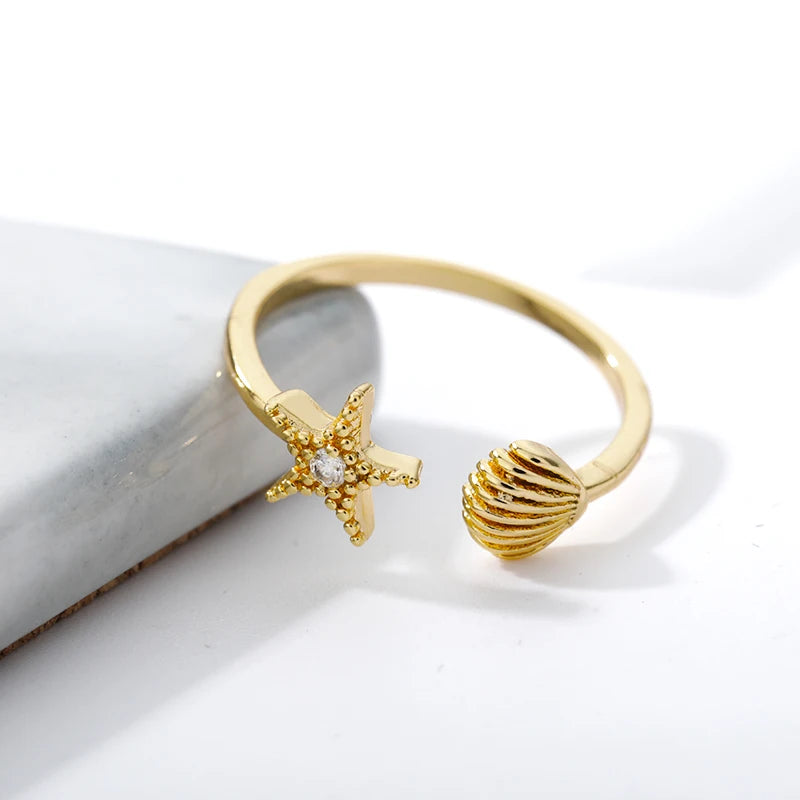 Gold Star Shell Ring