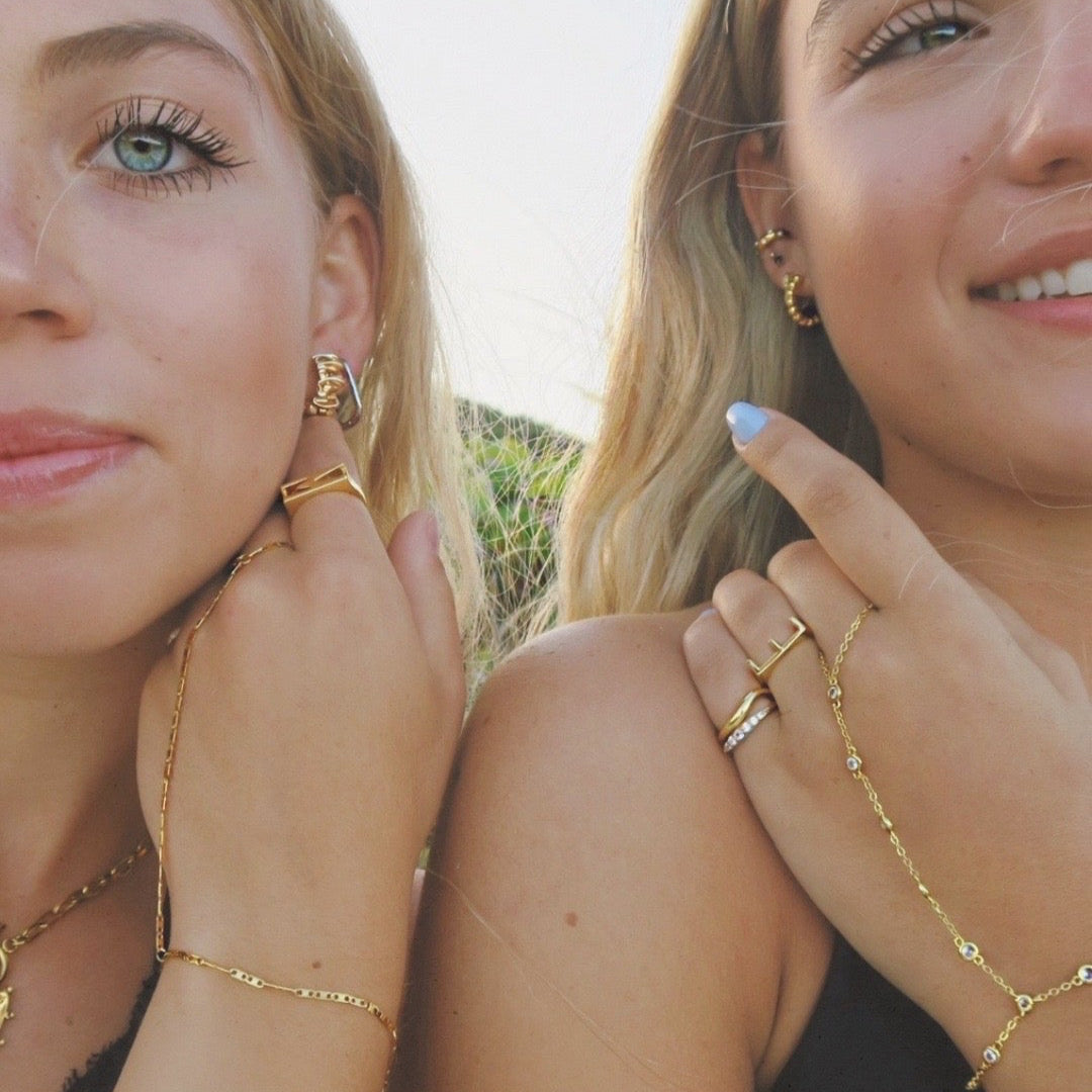 Gold Ball Hoop Earrings