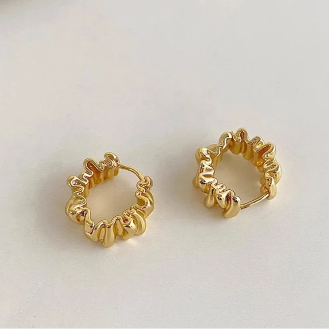 Gold Wavy Hoops