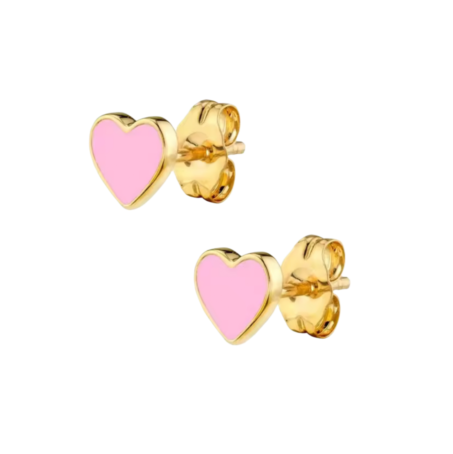 Gold and Pink Heart Earrings