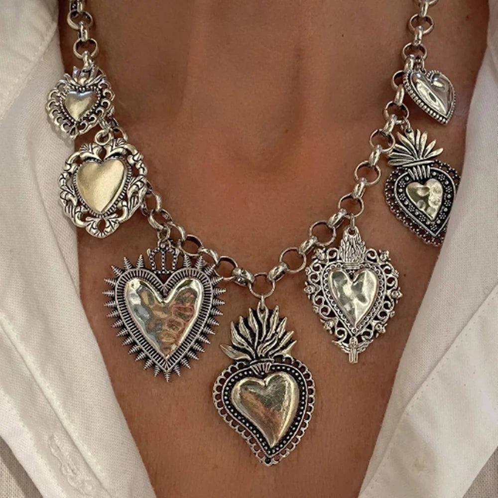 Silver Sacred Heart Necklace