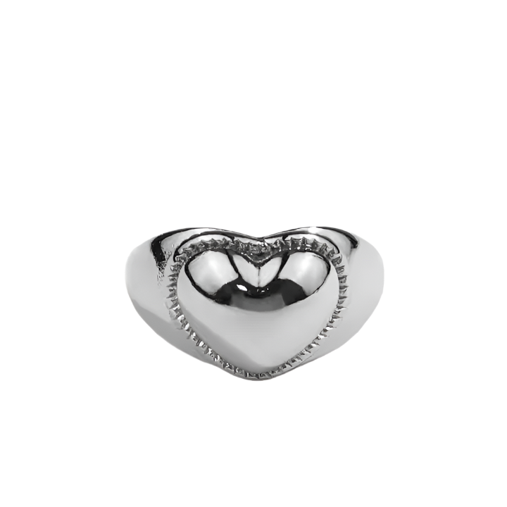Silver Puff Heart Ring