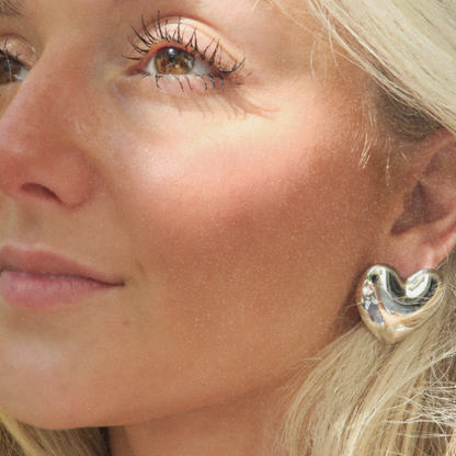 Silver Large Heart Earrings