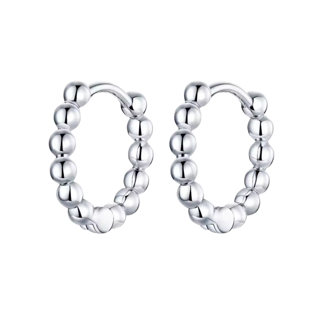 Silver Ball Hoop Earrings