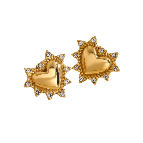 Gold Studded Heart Earrings