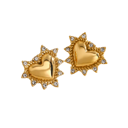 Gold Studded Heart Earrings