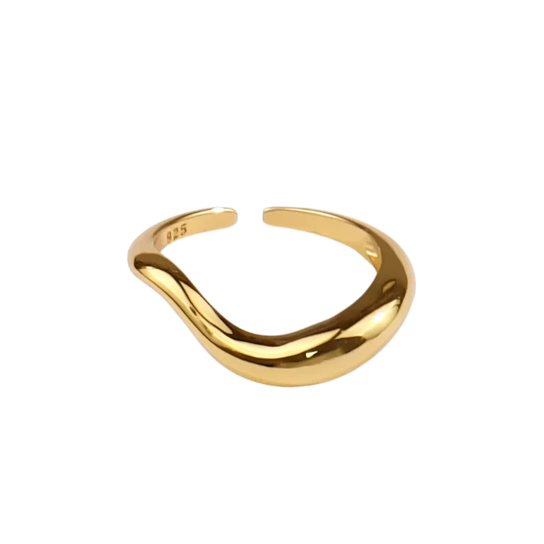 Curved Gold Pinky Ring
