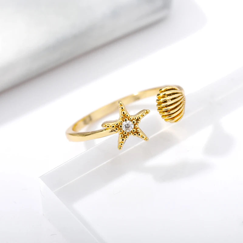 Gold Star Shell Ring