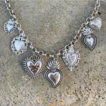 Silver Sacred Heart Necklace