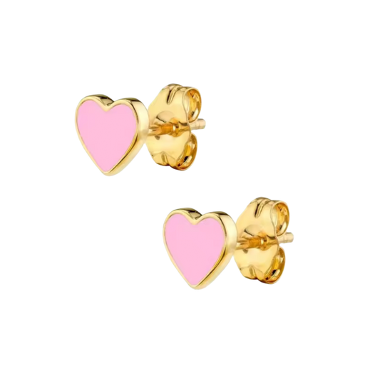 Gold and Pink Heart Earrings