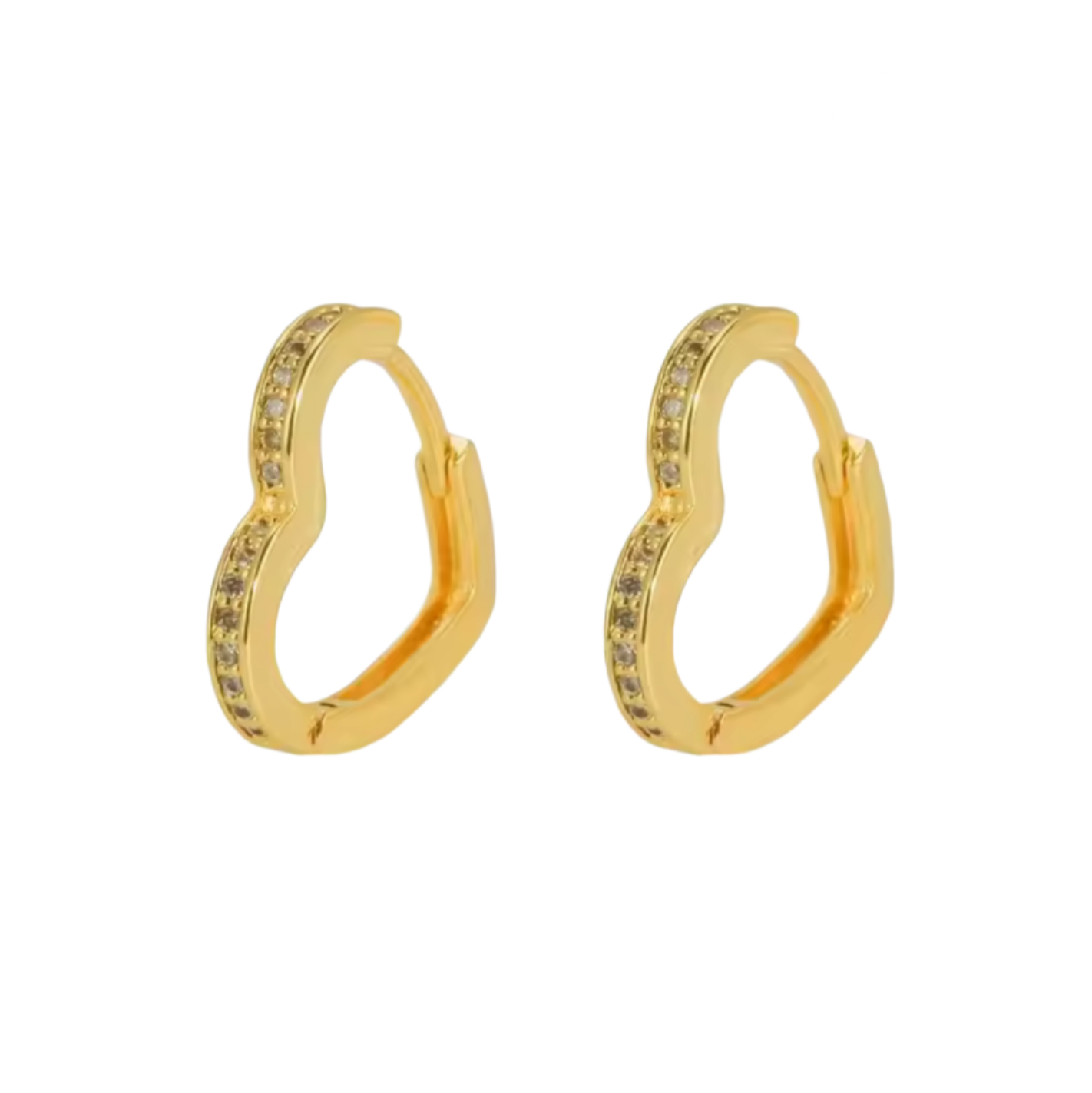 Gold Diamond Heart Hoops