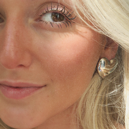 Silver Large Heart Earrings