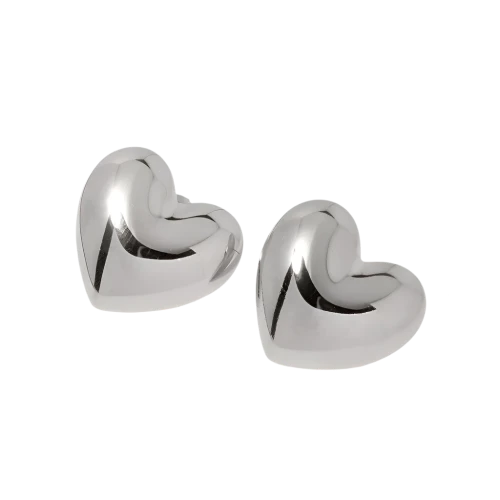 Silver Large Heart Earrings