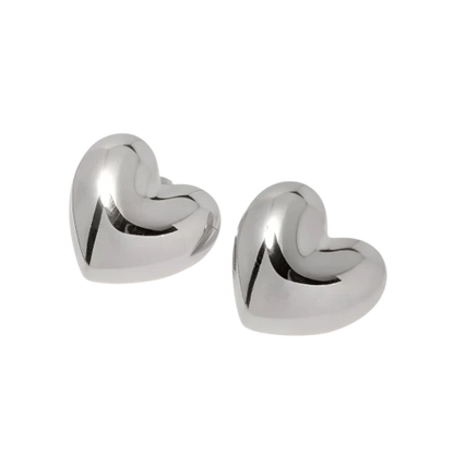 Silver Large Heart Earrings