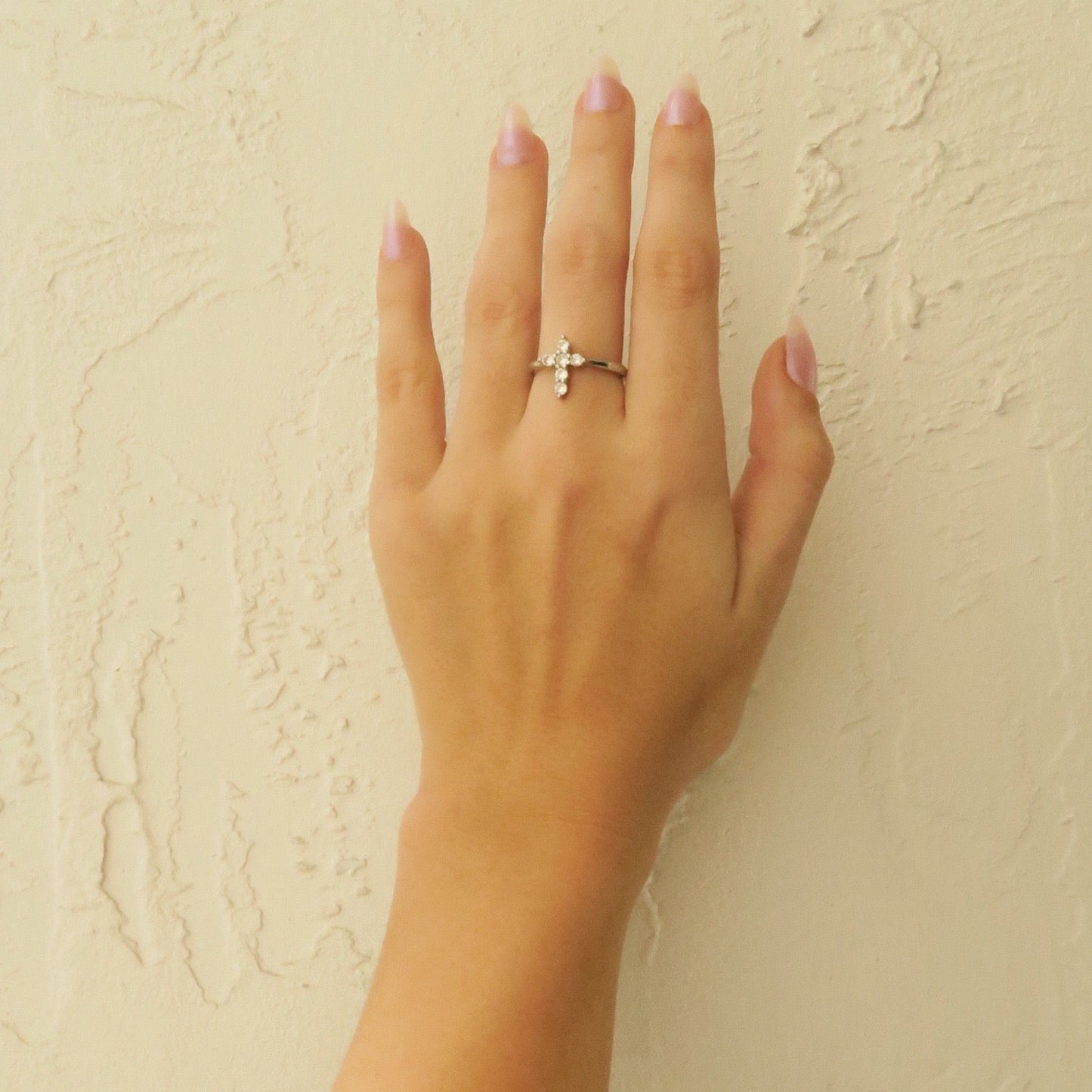 Silver Diamond Cross Ring