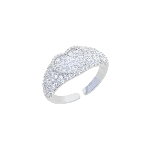 Silver Heart Pinky Ring