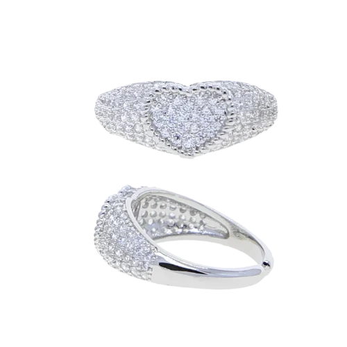 Silver Heart Pinky Ring