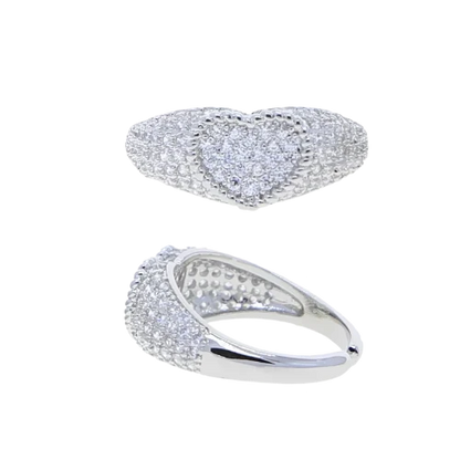 Silver Heart Pinky Ring